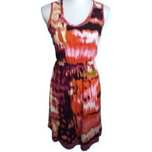 Simply Vera Vera Wang Orange & Pink Patterned Dress SZ.M EUC.